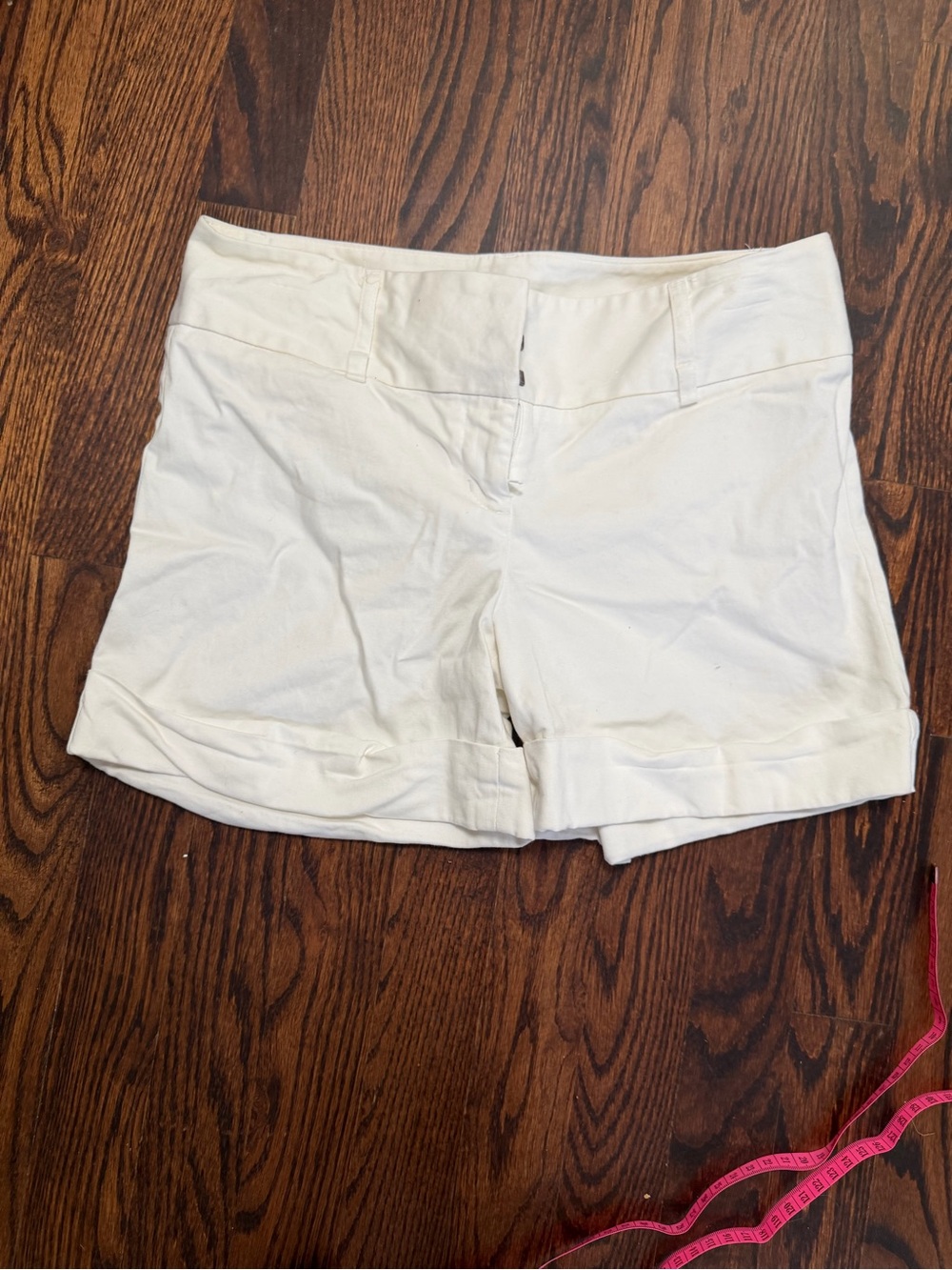 Express White High-Waist Cuffed Shorts